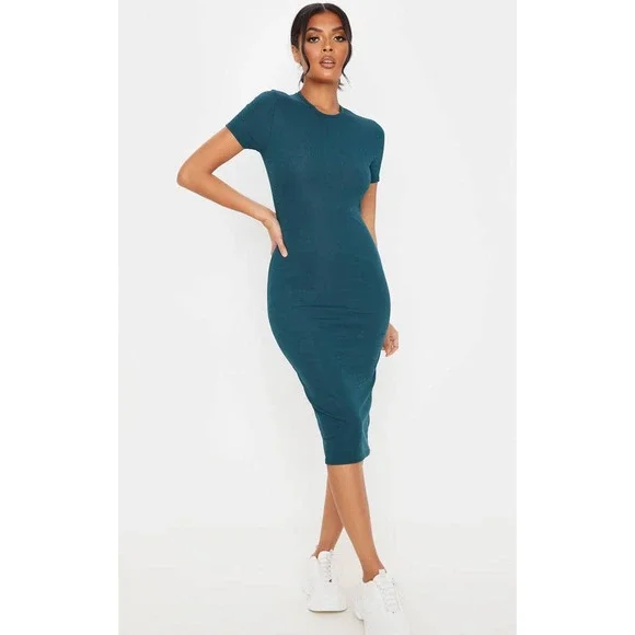 green emerald velvet dress Forest Green Bodycon Midi Dress - All Dresses main image 0